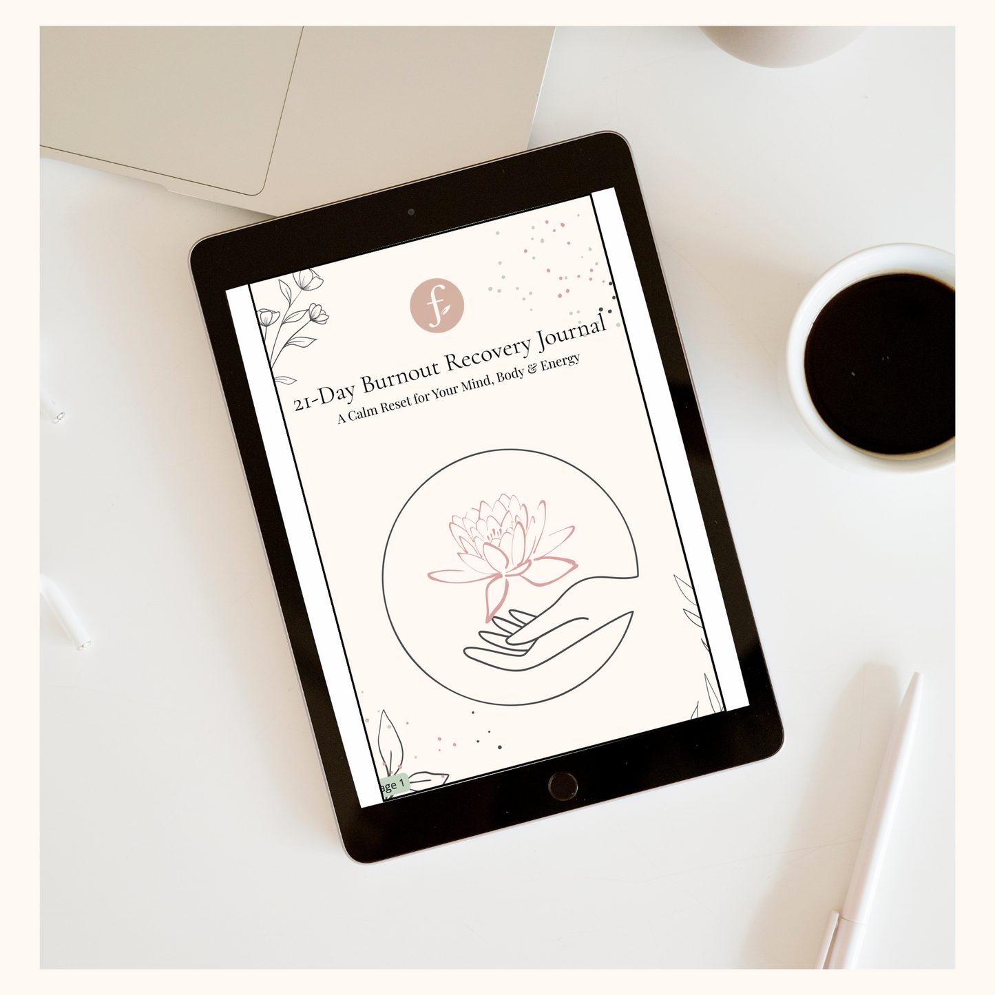 Burnout Recovery Journal – 21-Day Reset for Rest, Clarity & Self-Compassion (Digital Download + Bonus Affirmation Cards)