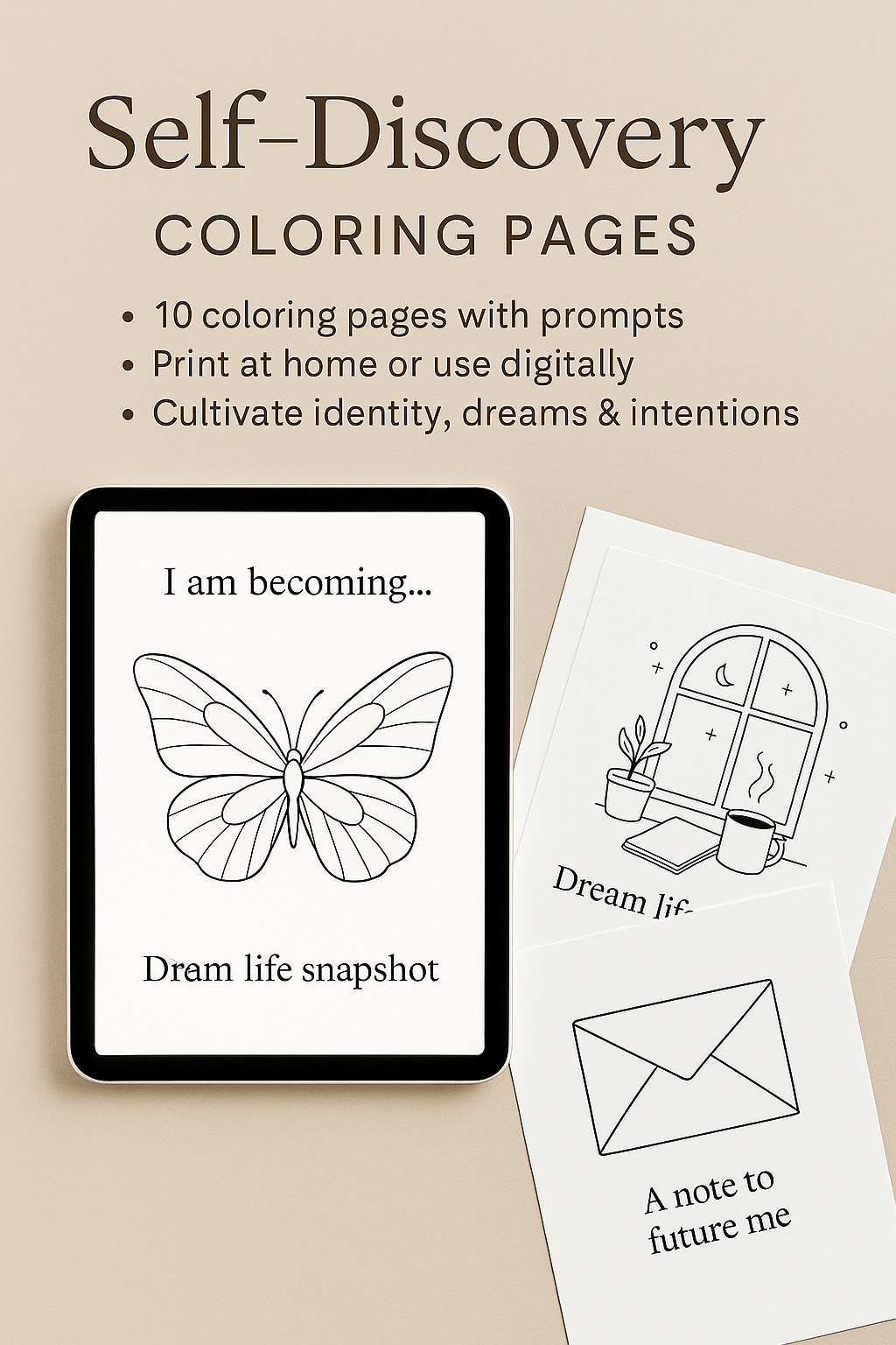 Self-Discovery Coloring Pages – 10 Printable Reflection Prompts
