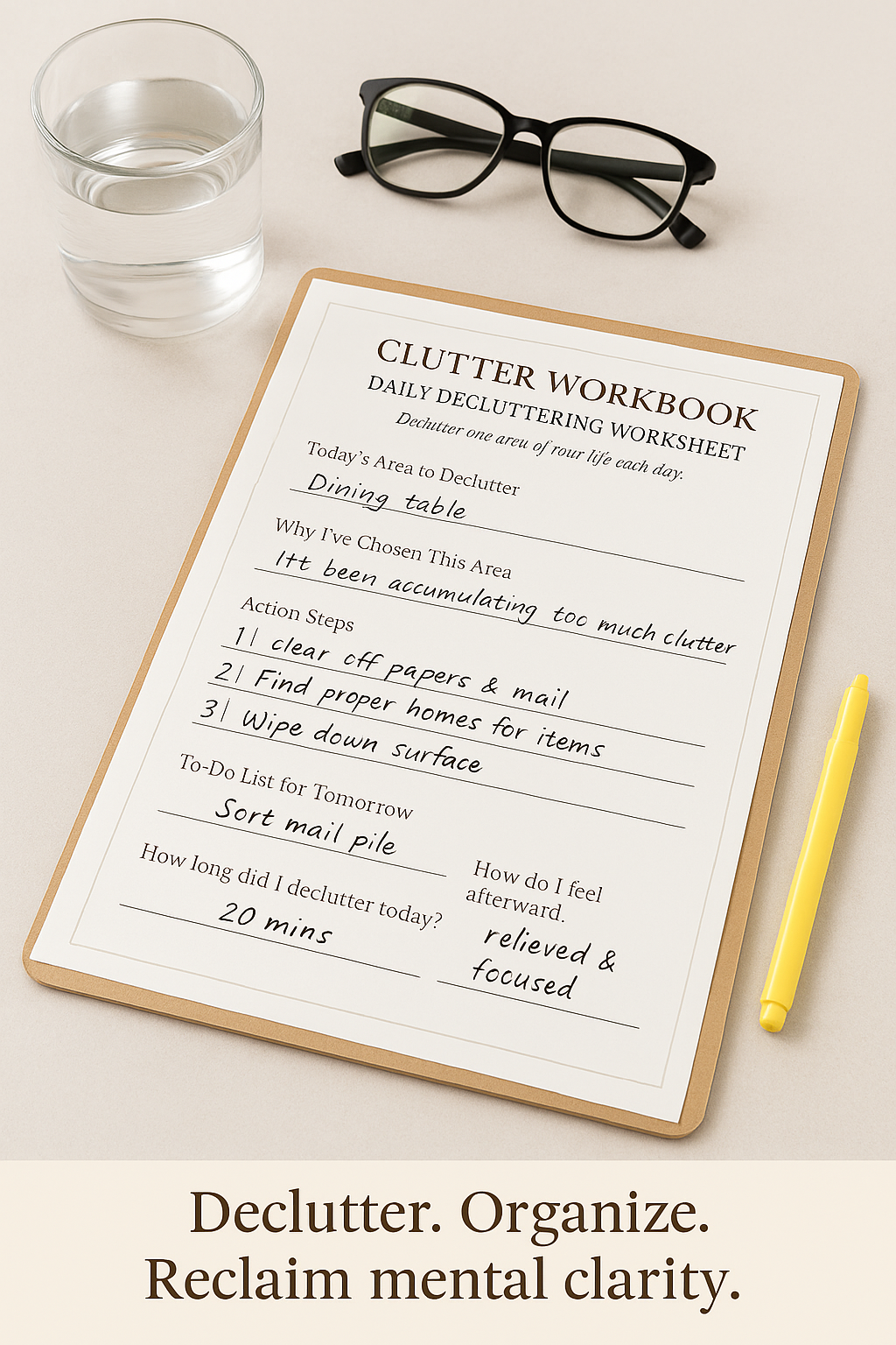 Mental Clutter Detox Worksheet – Calm Your Mind & Sort Your Thoughts